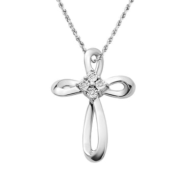 White DIAMOND CROSS WITH DIAMOND CENTER IN 14K WHITE GOLD 1 CTW